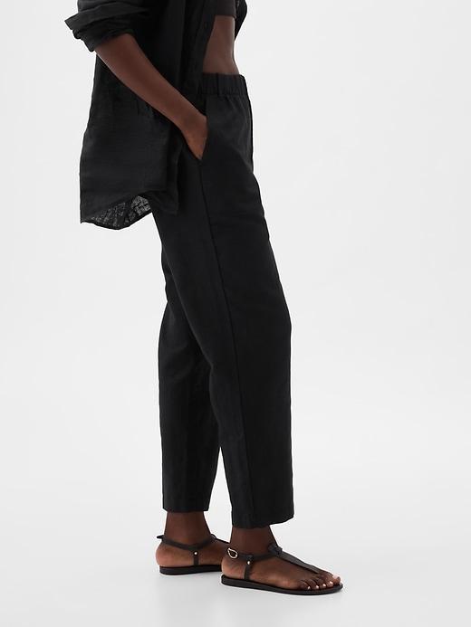 High Rise Linen-Cotton Pull-On Pants Product Image