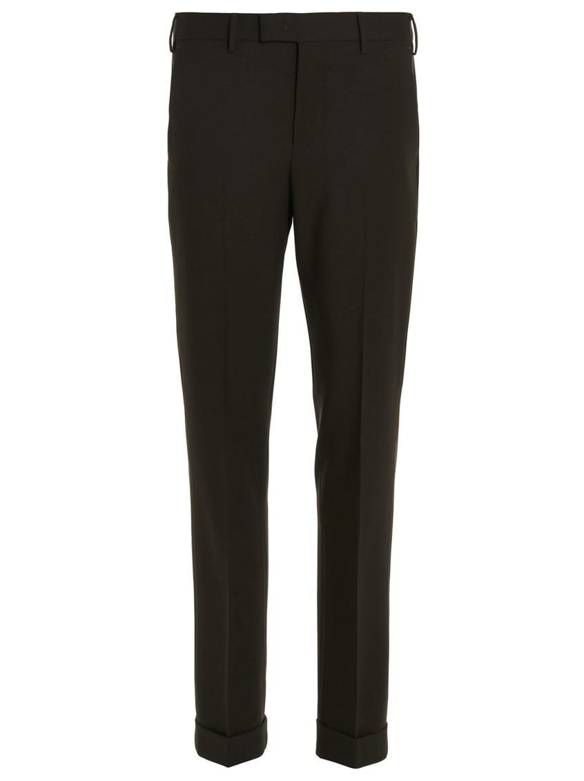 PT TORINO Tailored Trousers With Cuffed Hem And Pockets In Green Product Image