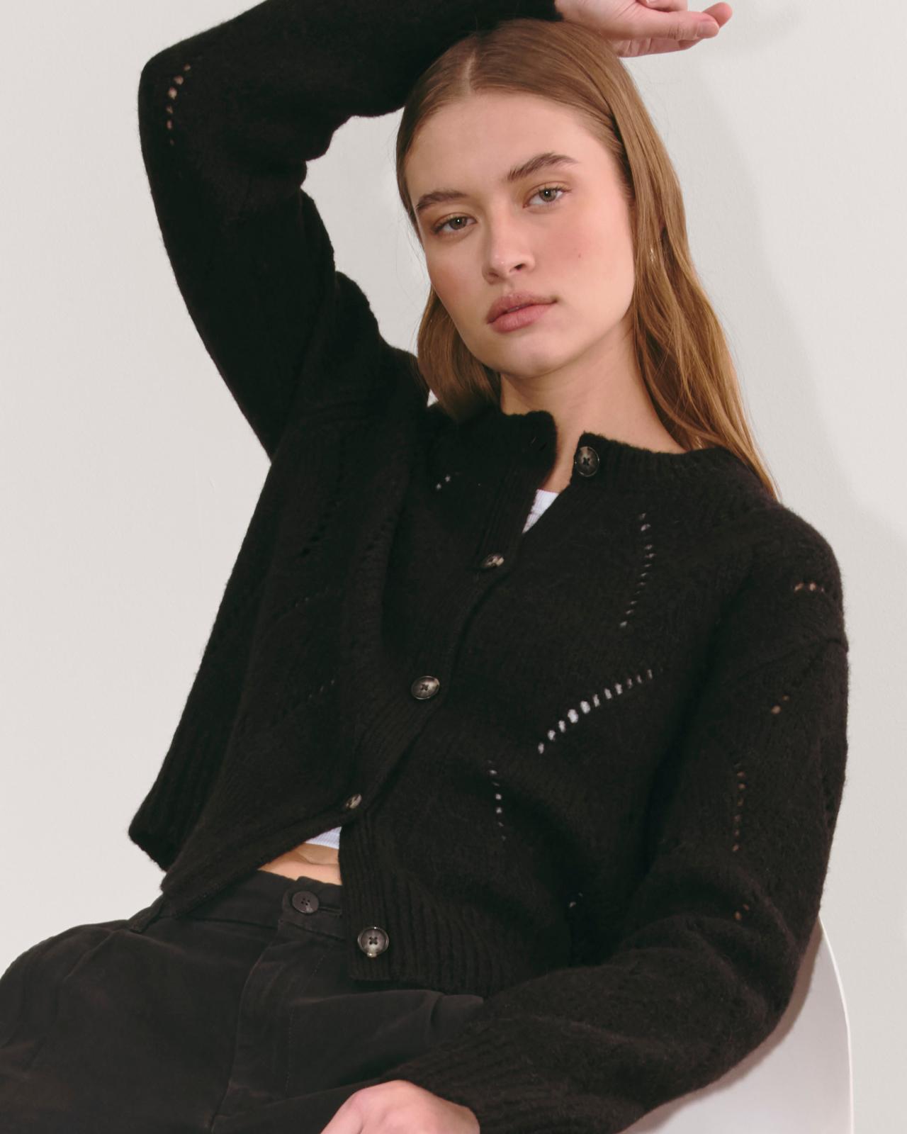 The Pointelle Cardigan in Cloud Product Image