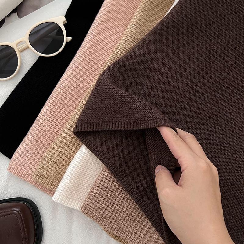 High Waist Plain Knit Shorts Product Image