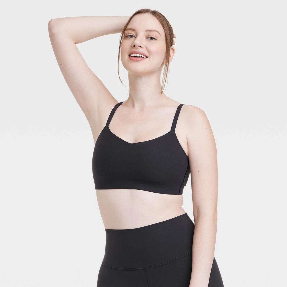 Womens Everyday Soft Light Support Strappy Sports Bra - All In Motion Black S: Moisture Wicking, Quick Drying Product Image