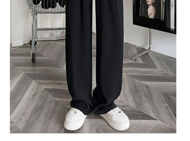 High Rise Plain Wide Leg Pants (Various Designs) Product Image