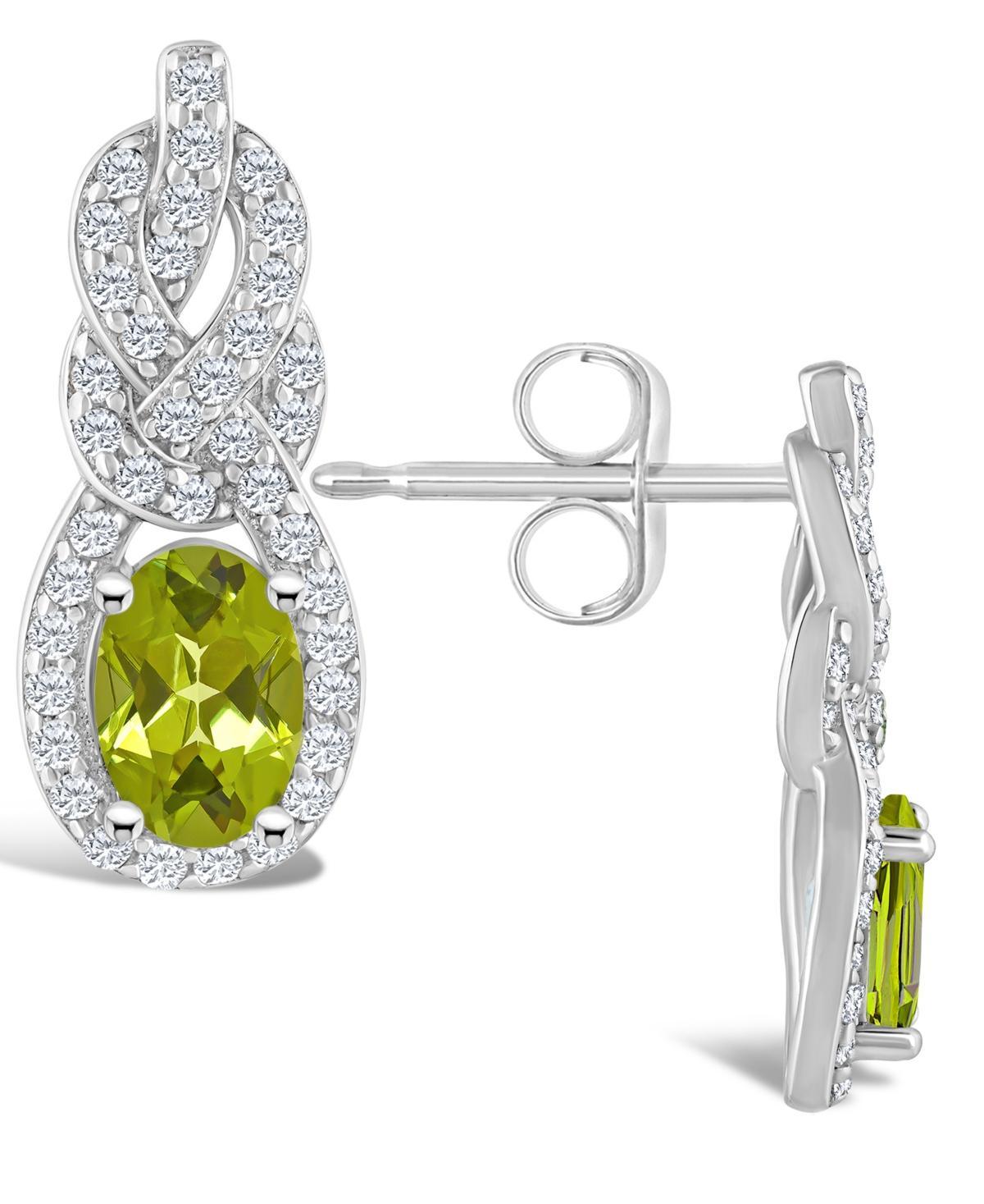 Celebration Gems Sterling Silver Garnet & White Topaz Accent Oval Drop Earrings, Womens Product Image