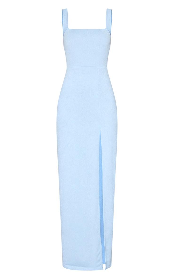 Light Blue Straight Neck Maxi Dress Product Image