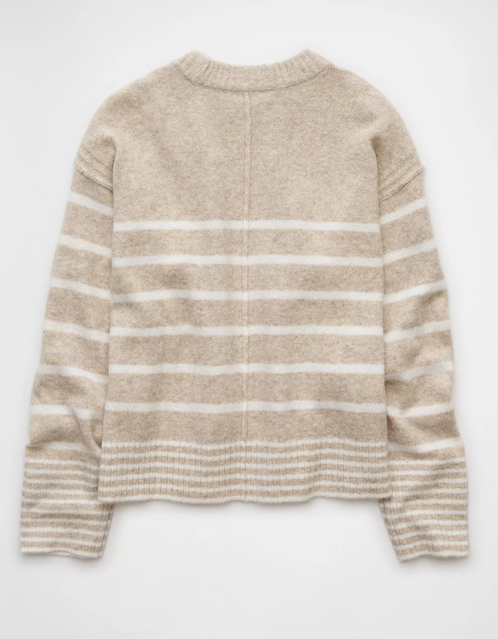 AE Whoa So Soft Striped Crew Neck Sweater Product Image
