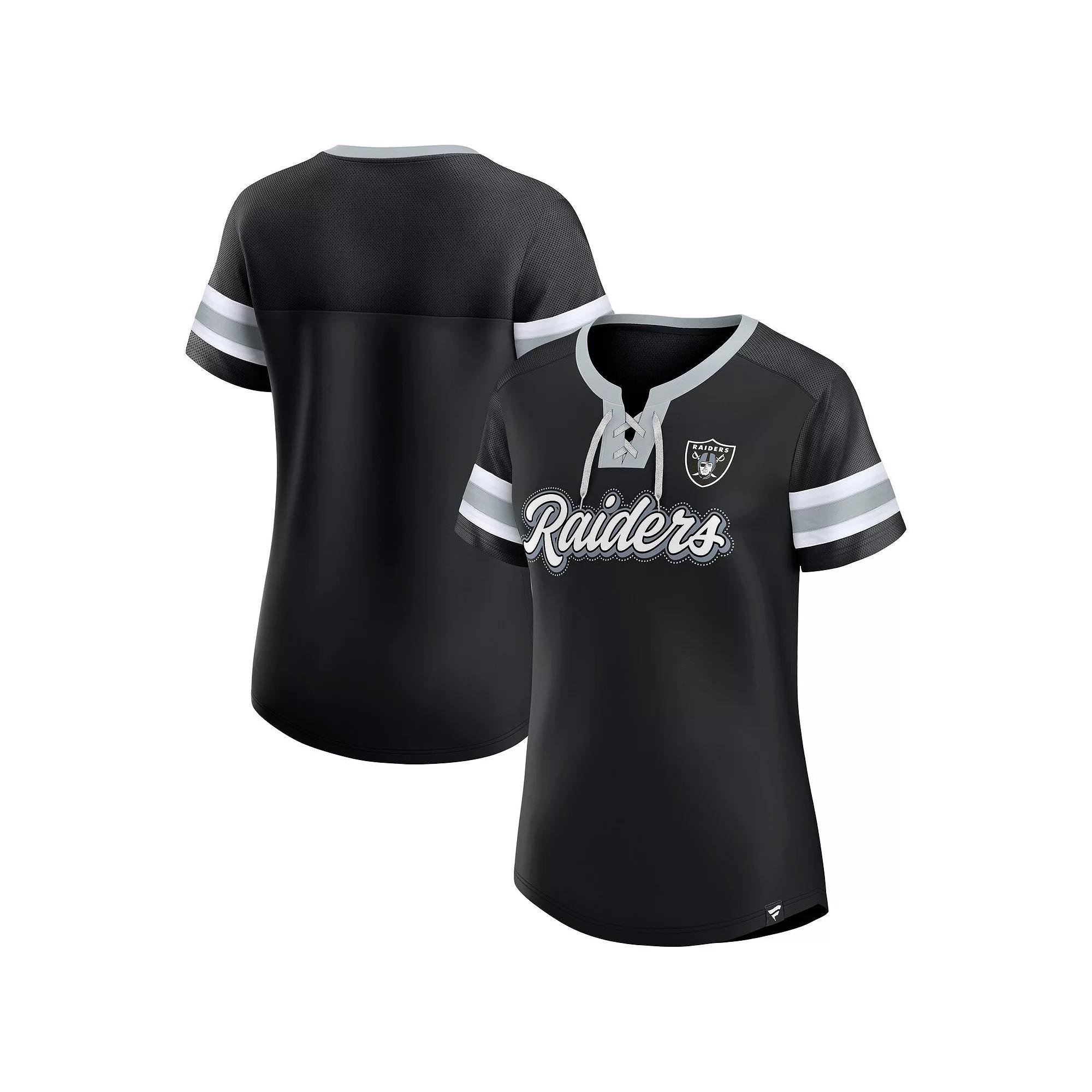 Womens Fanatics Branded Black Las Vegas Raiders Original State Lace-Up T-Shirt Product Image