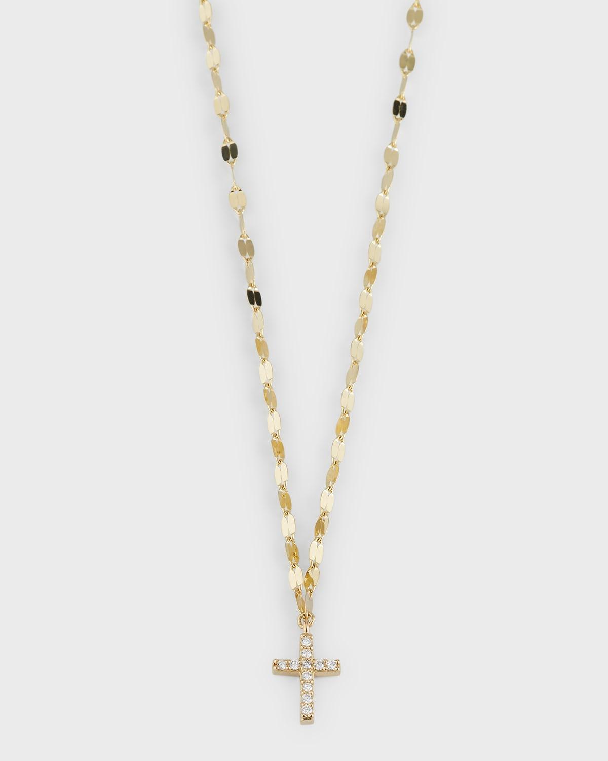 Womens Flawless 14K Yellow Gold & 0.06 TCW Diamond Mini Cross Pendant Necklace Product Image