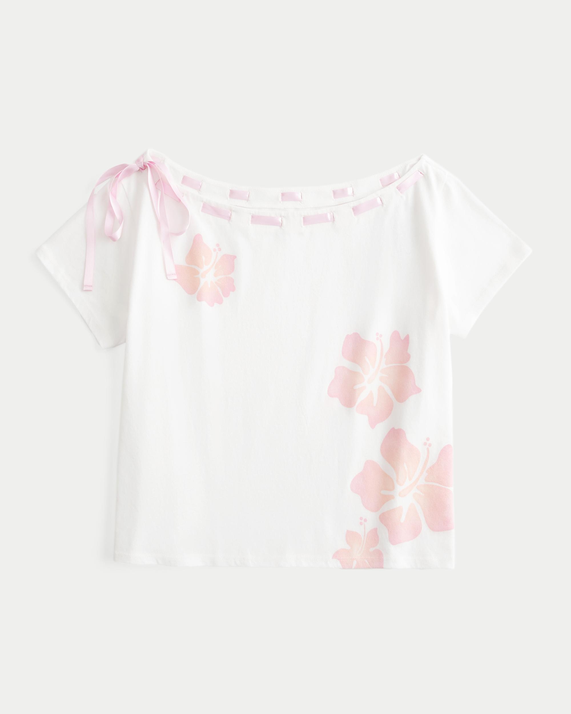 Easy Off-the-Shoulder Tie T-Shirt Product Image