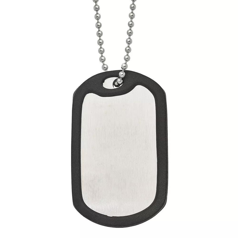 Men's Brushed Stainless Steel Dog Tag Necklace, Size: 24" Product Image