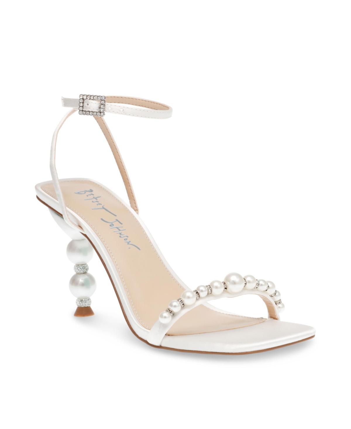 Blue by Betsey Johnson Jacy Metallic Leather Pearl Heel Dress Sandals Product Image