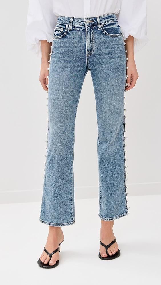 SIMKHAI Amelia High Rise Pearl Embellished Denim Jeans | Shopbop Product Image