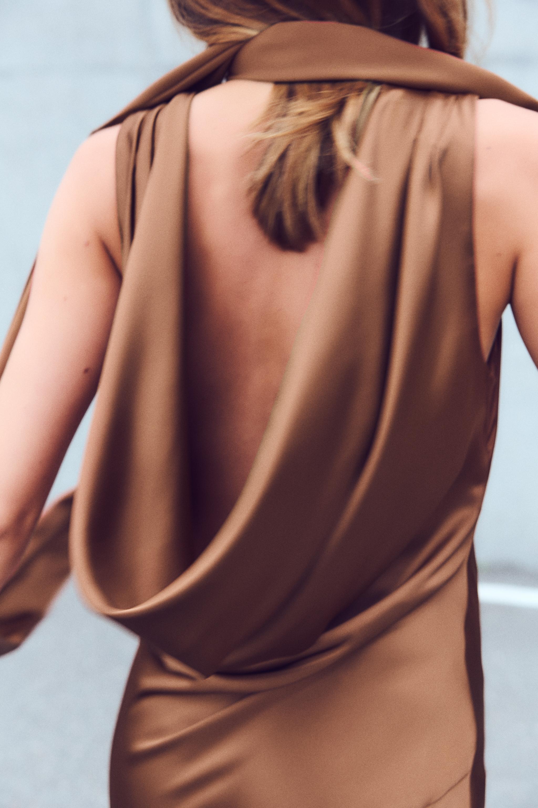 SATIN EFFECT DRESS WITH BOW Product Image