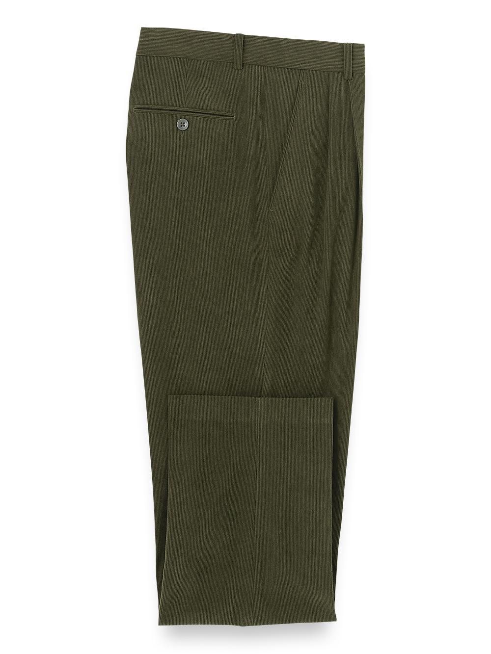 Corduroy Pleated Pants - Black Product Image
