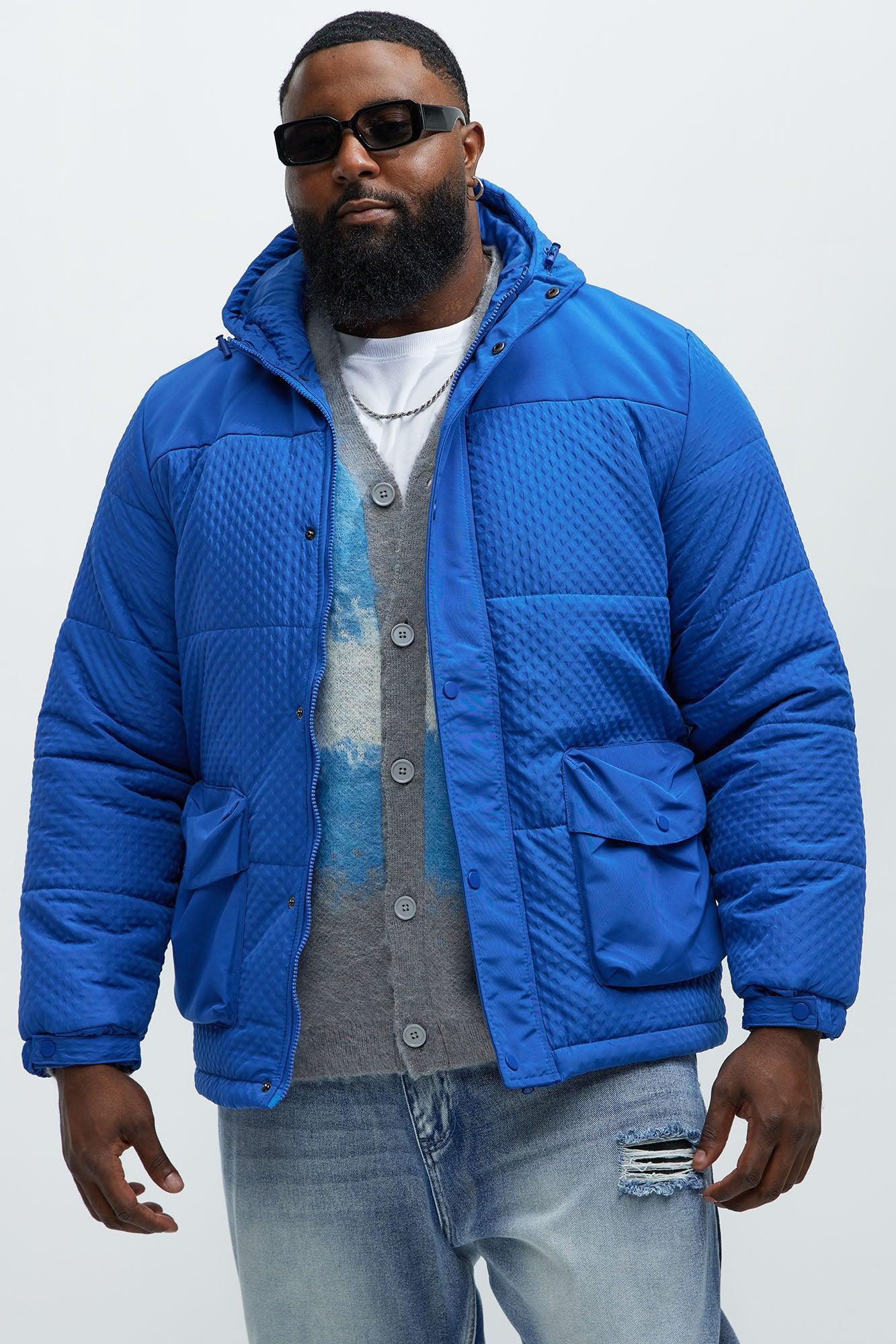 No Pressure Heavyweight Diamondquilt Puffer Jacket - Blue Product Image