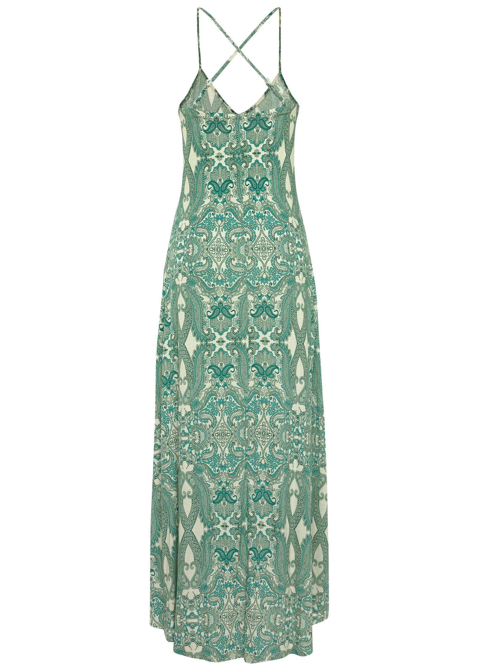 Strappy Back Printed Maxi - Green & Off White Product Image