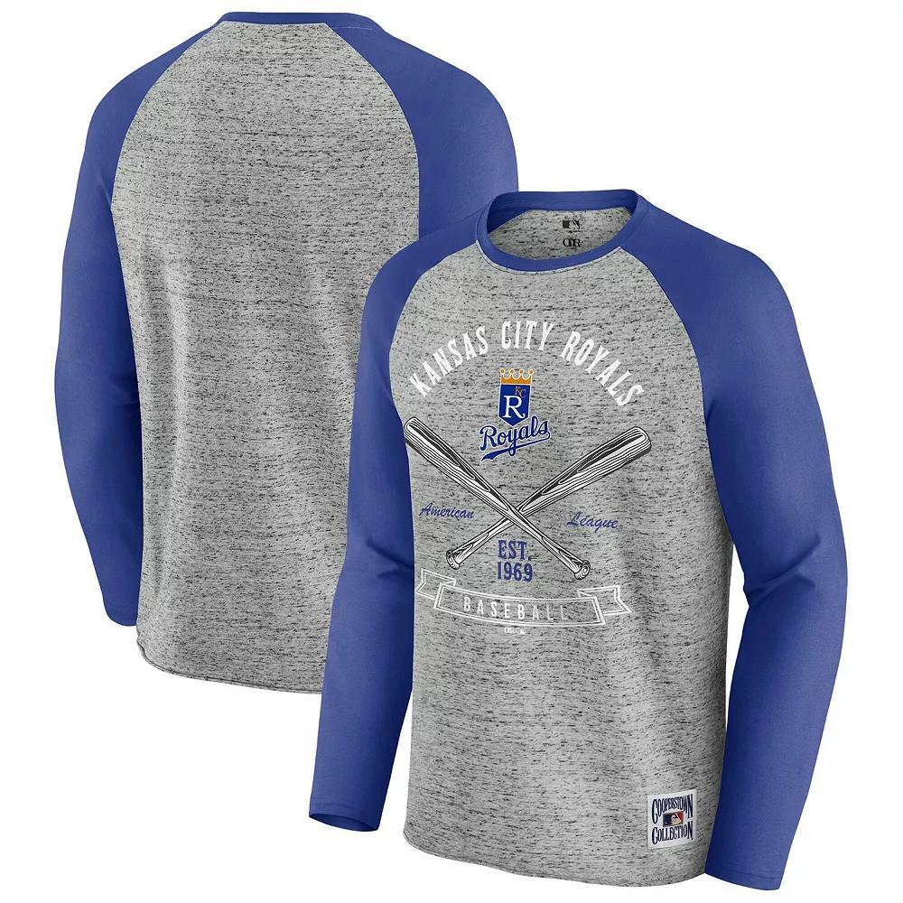 Men's Darius Rucker Collection by Fanatics  Heather Gray Minnesota Twins Raw Edge Raglan Long Sleeve Baseball T-Shirt, Size: Large, Grey Product Image