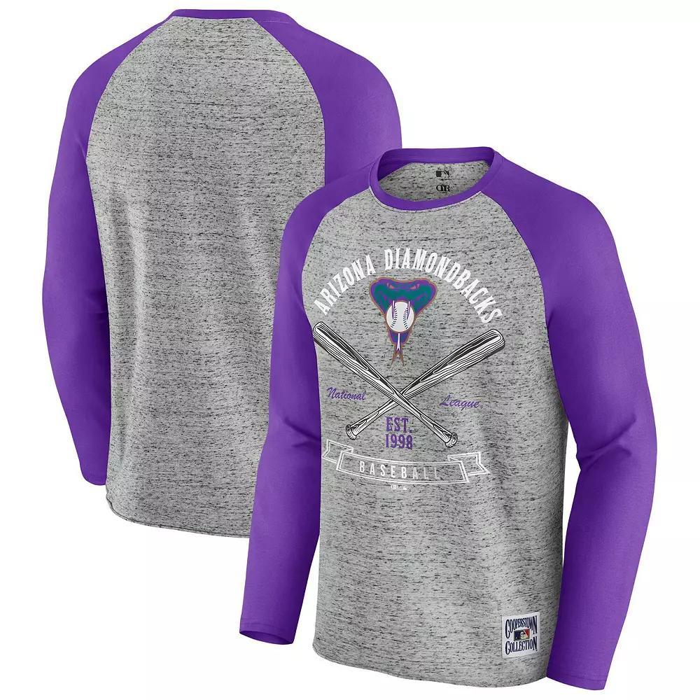 Men's Darius Rucker Collection by Fanatics  Heather Gray Arizona Diamondbacks Raw Edge Raglan Long Sleeve Baseball T-Shirt, Size: Small, Grey Product Image
