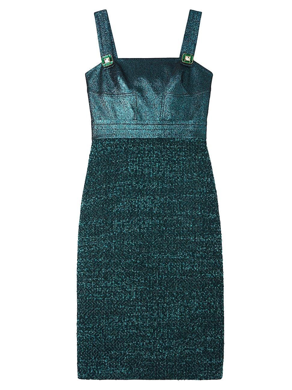Womens Evening Crystal-Embellished Tweed Dress Product Image