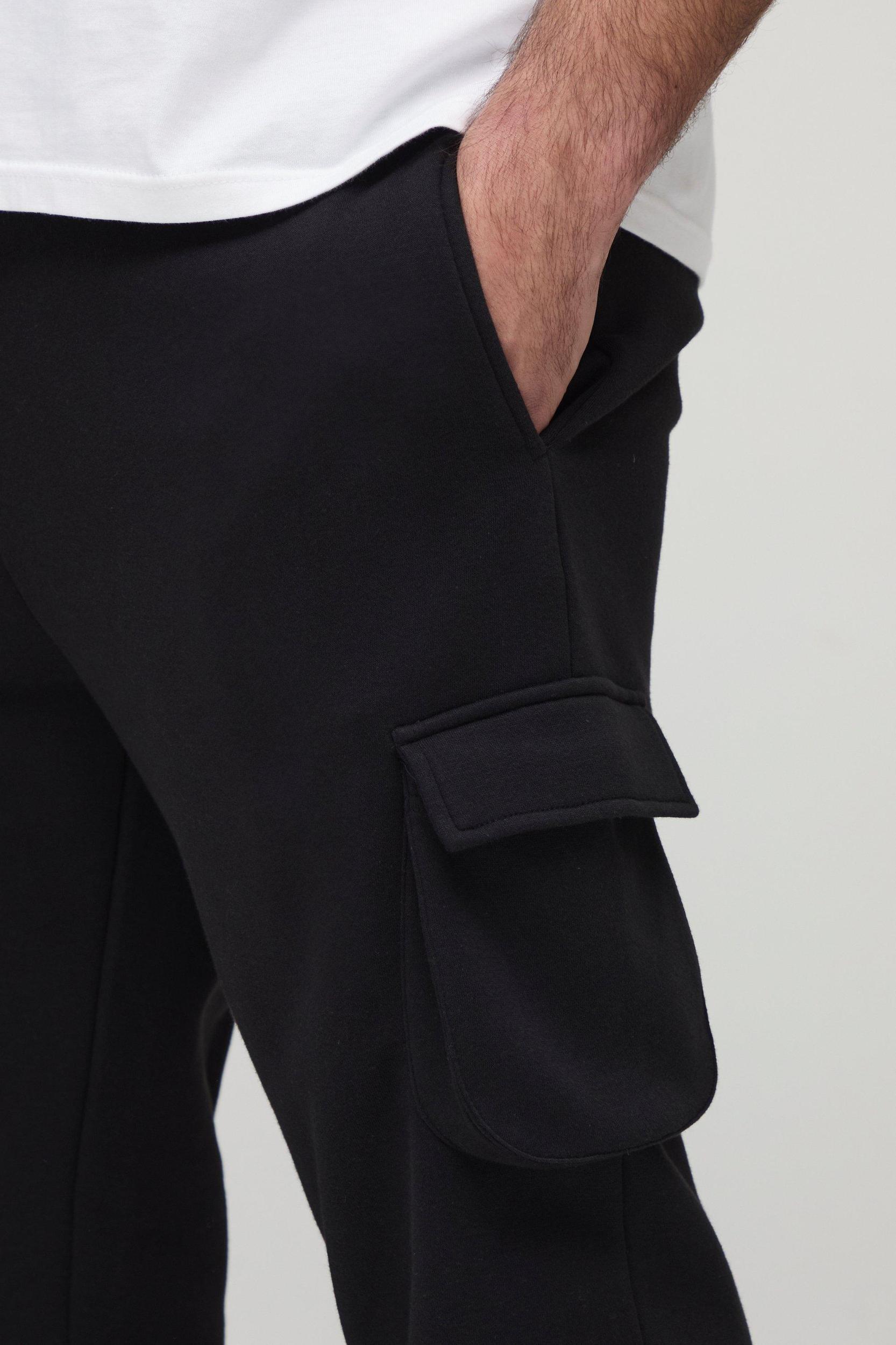 Plus Slim Stacked Flare Cargo Sweatpants | boohooMAN USA Product Image