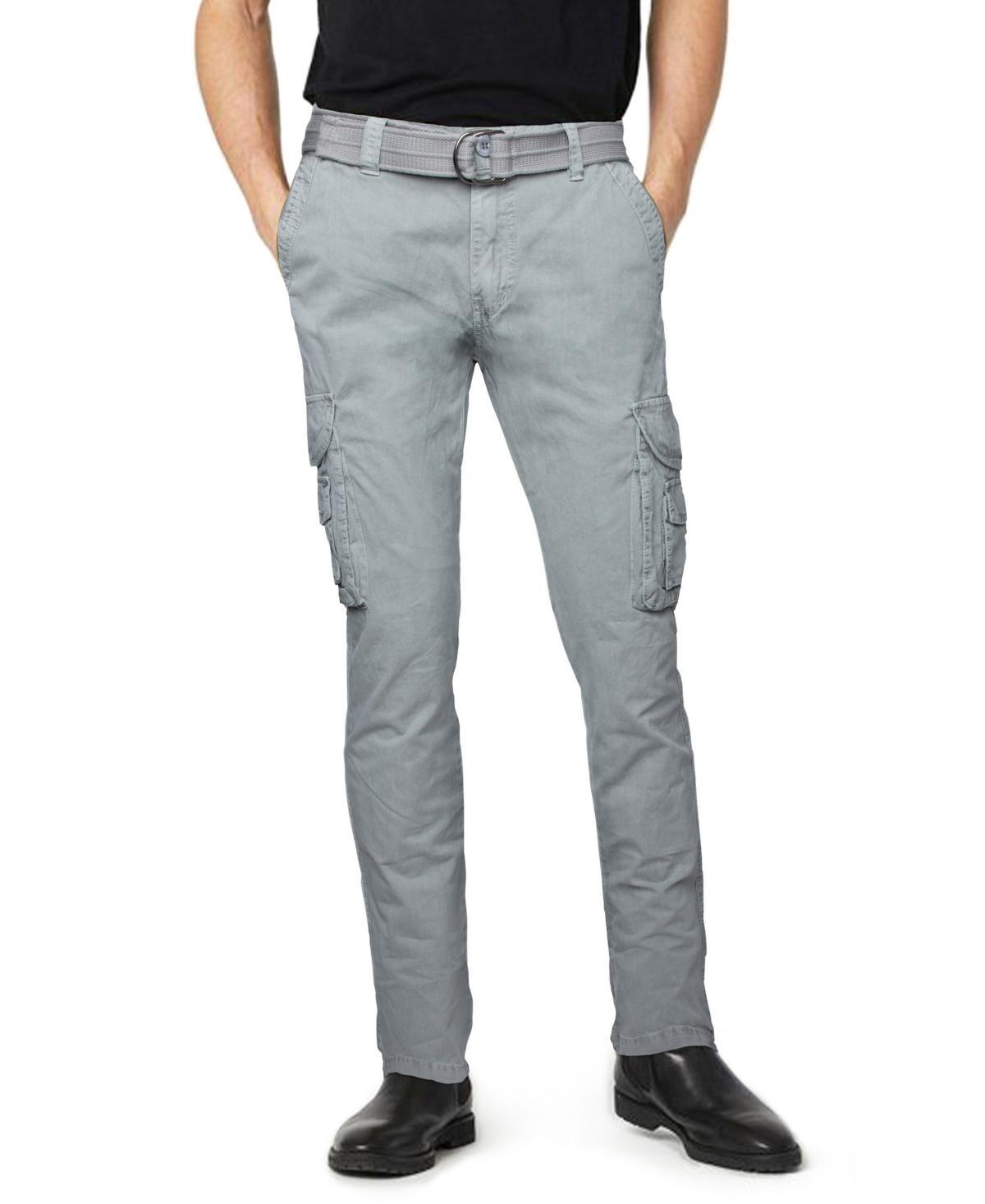 Mens Xray Slim-Fit Belted Cargo Pants Green Product Image