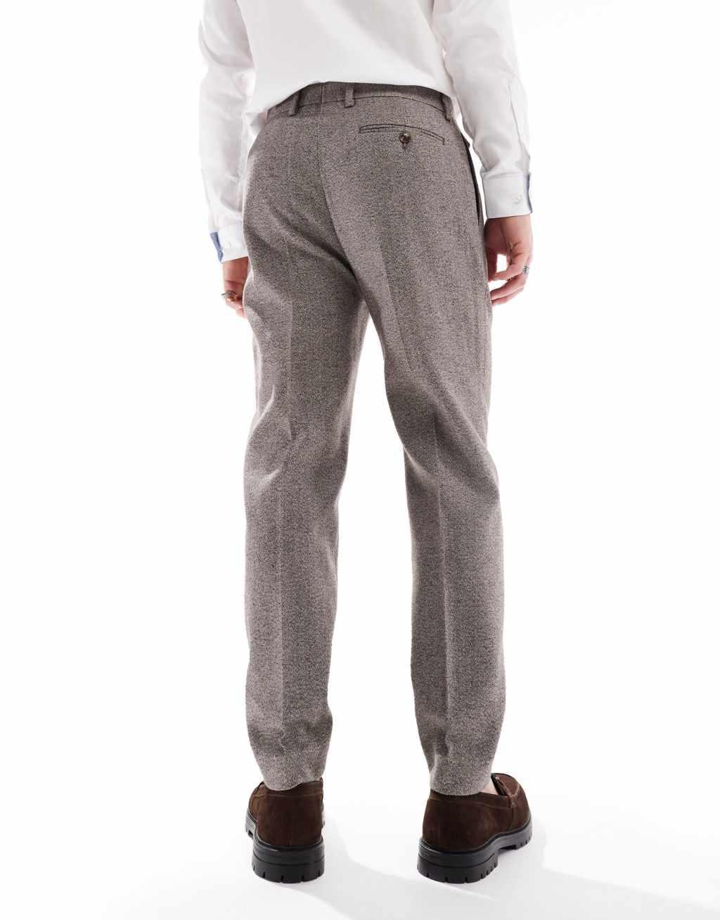 ASOS DESIGN smart tapered fit wool mix pants with coin pocket in dark gray Product Image