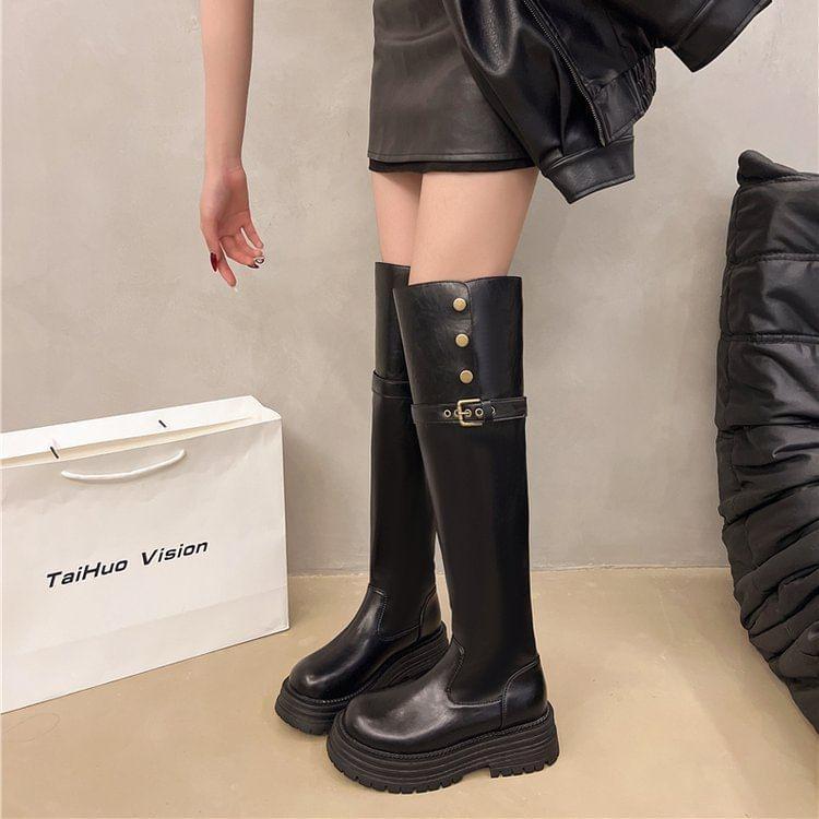 Platform Plain Tall Boots Product Image