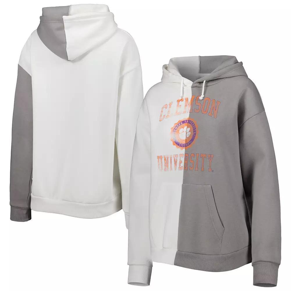 Women's Gameday Couture Gray/White Clemson Tigers Split Pullover Hoodie, Size: 2XL Product Image