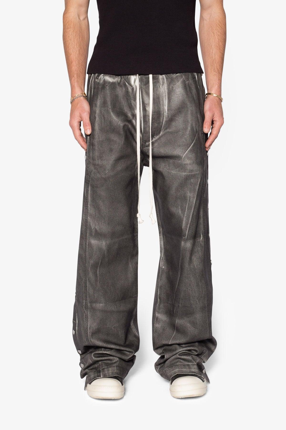 Snap Panel Coated Pants - Washed Black Product Image