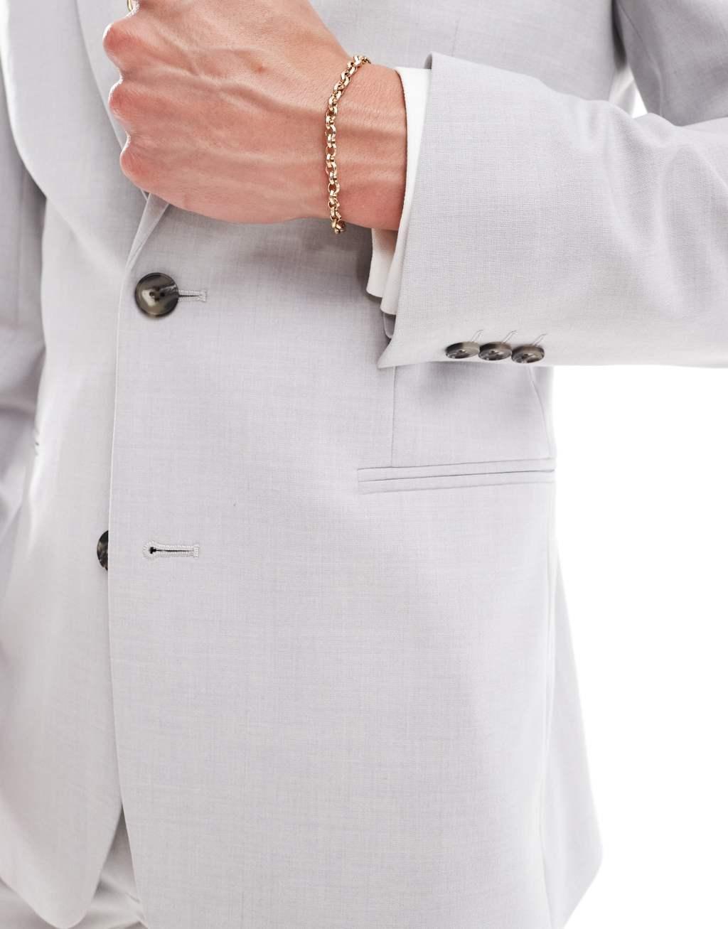 ASOS DESIGN skinny suit jacket in ice gray Product Image