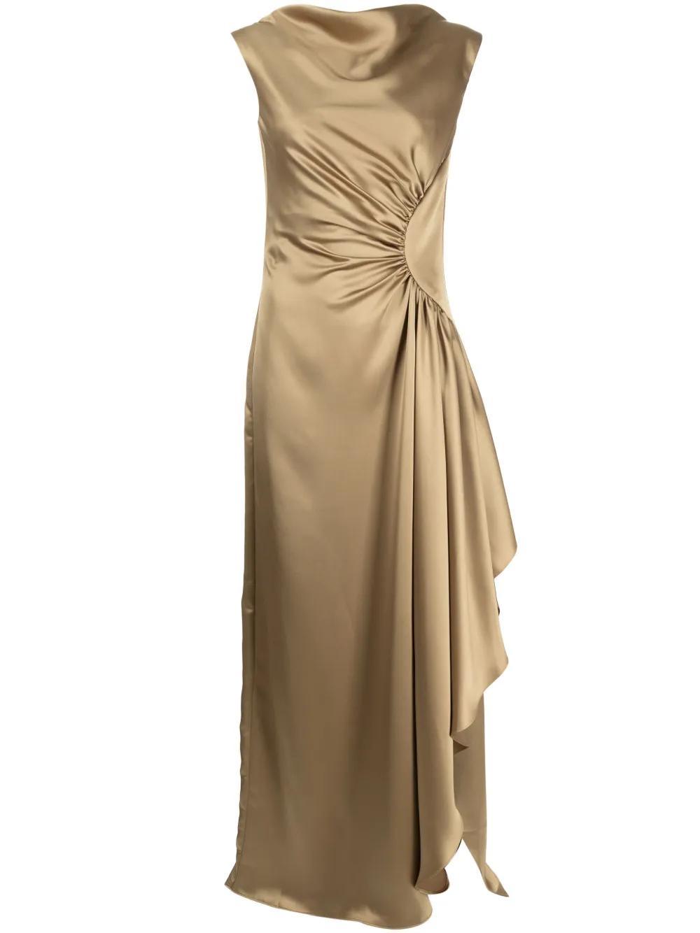 asymmetric side drape gown Product Image