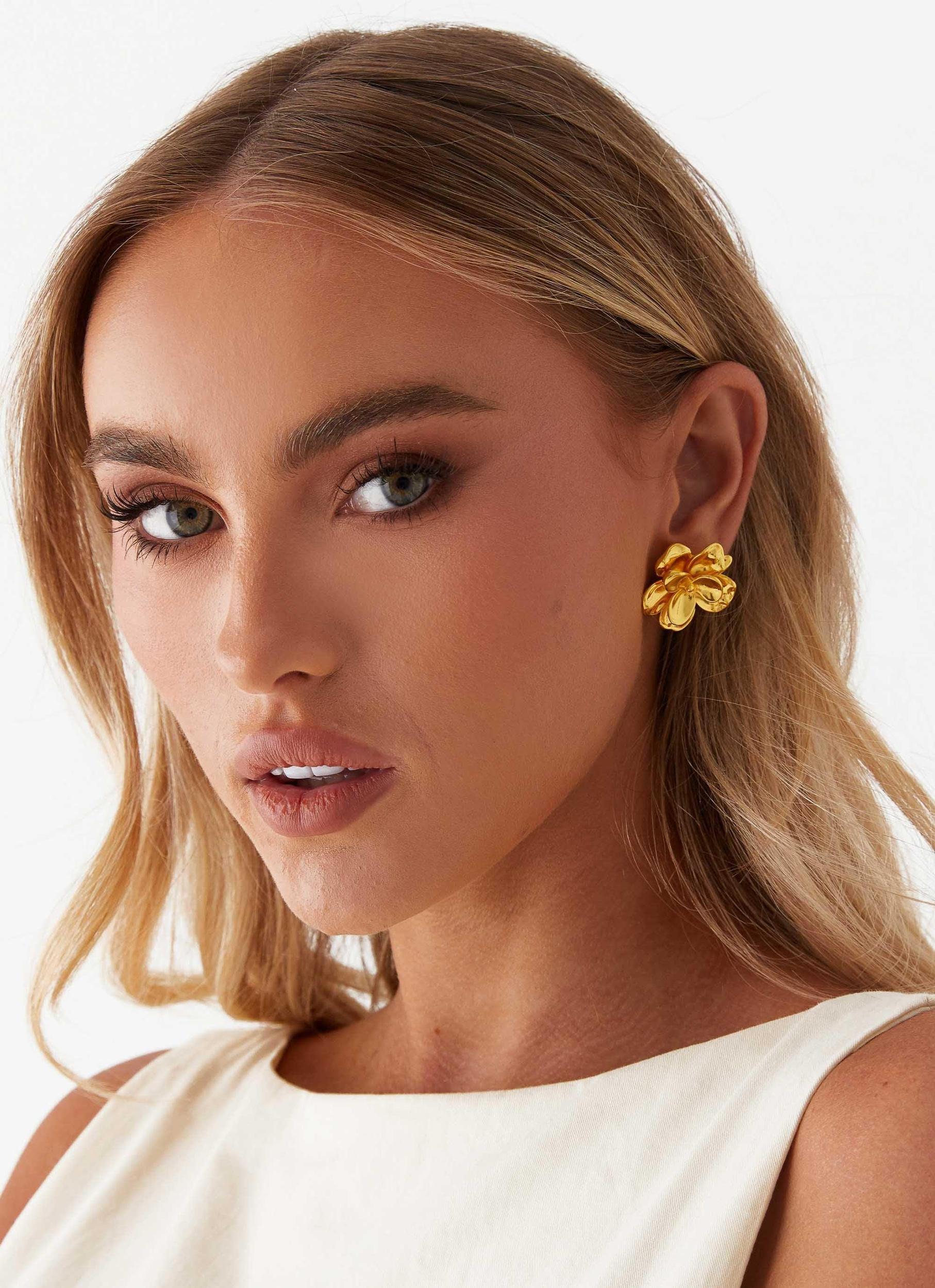 Bold Rosette Earrings - Gold Product Image