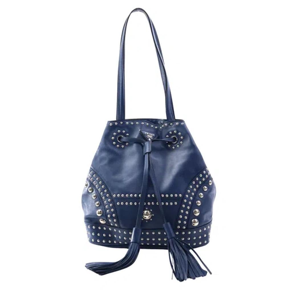 - Leather Shoulder Bag () In Navy Product Image