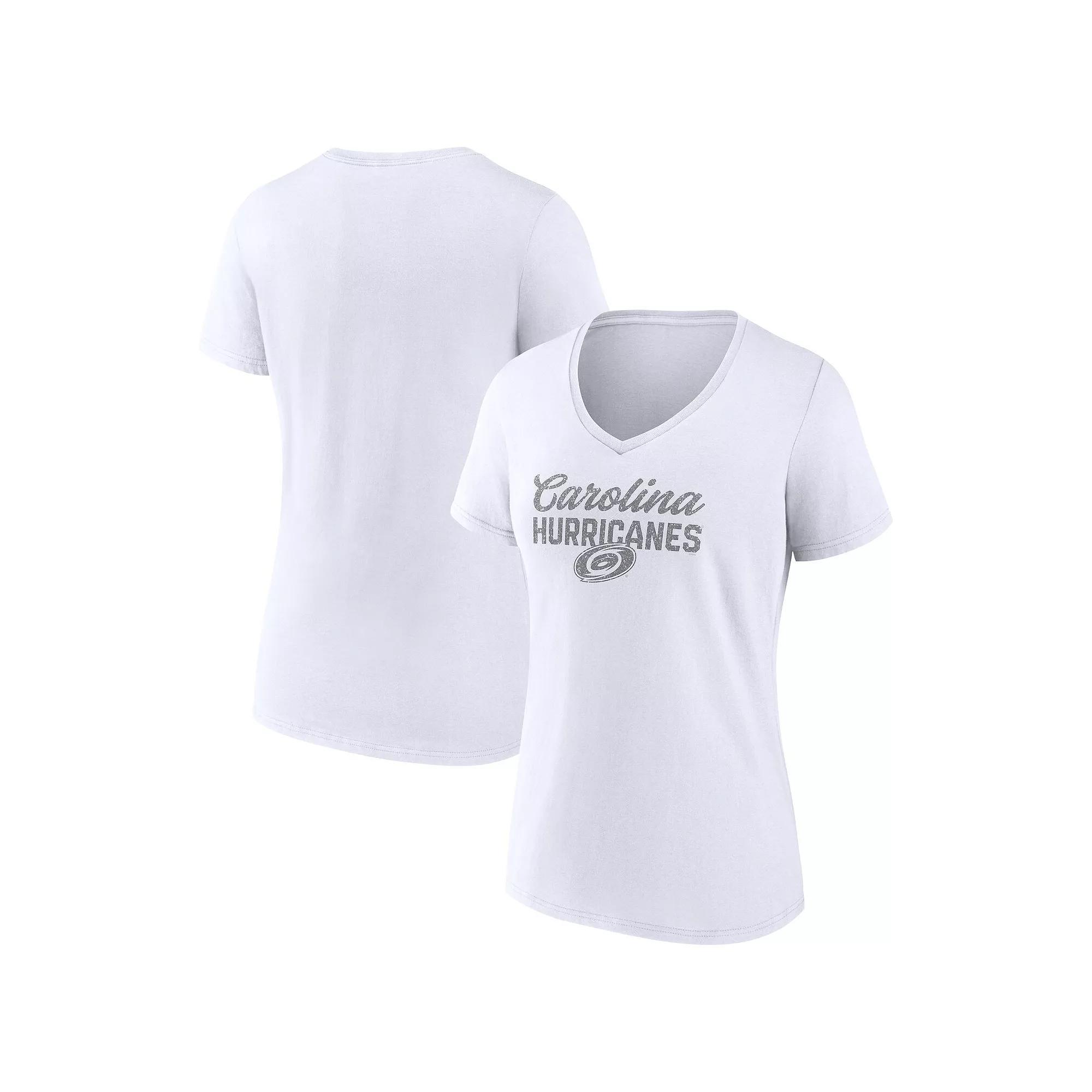 Women's Fanatics Carolina Hurricanes White Out V-Neck T-Shirt, Size: Small Product Image