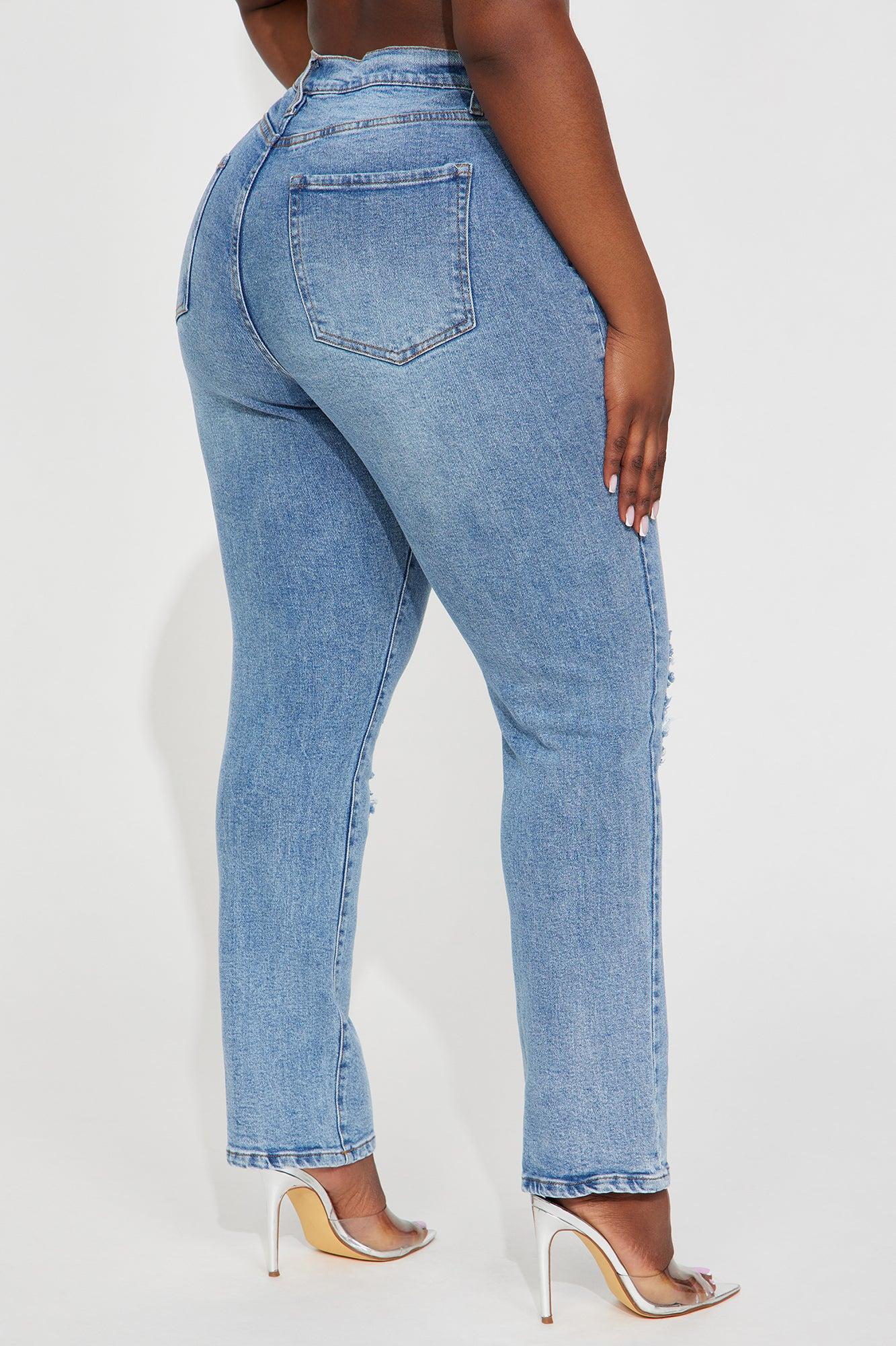 Because I Said So Destroyed Mom Jeans - Medium Blue Wash Product Image