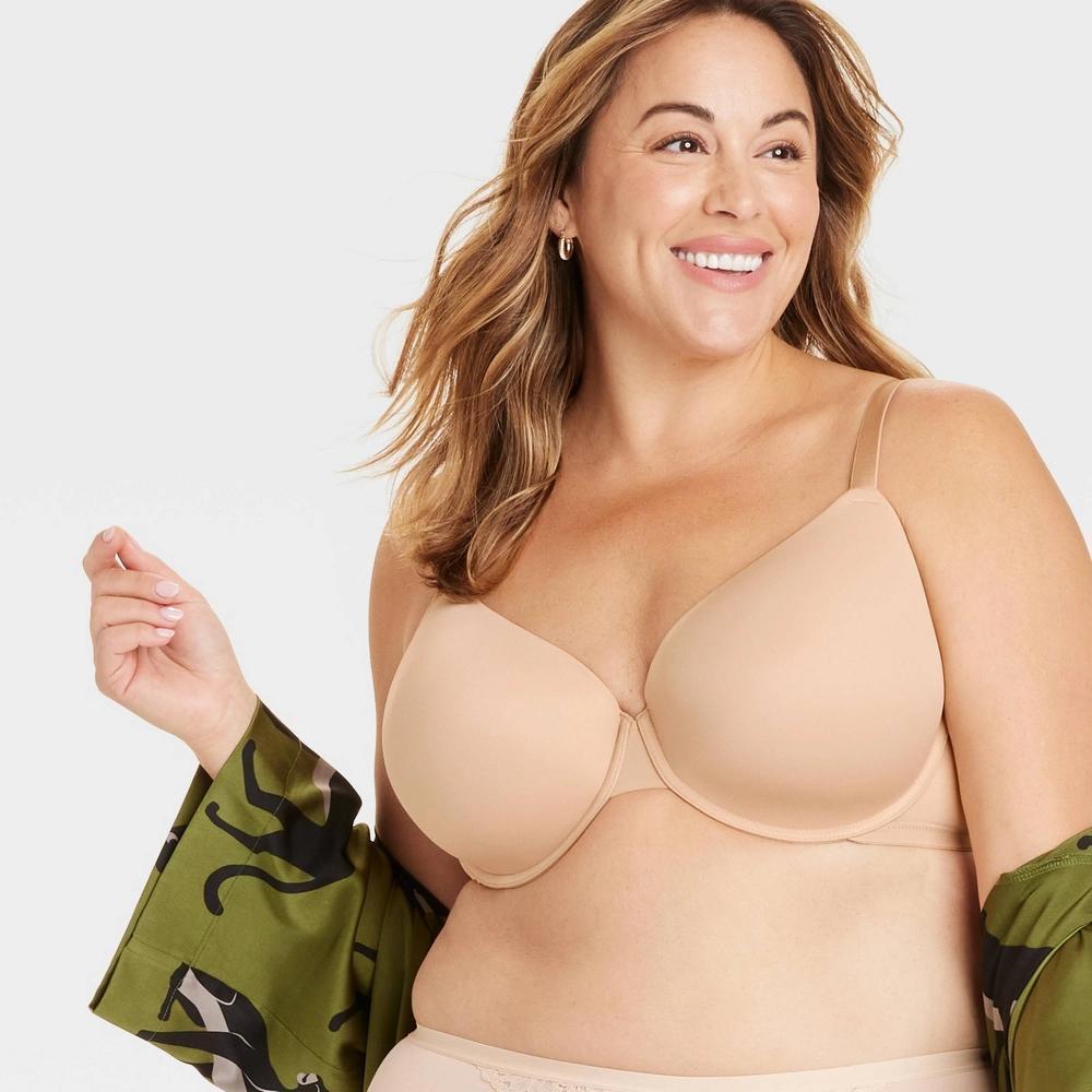 Women's Demi Lightly Lined T-Shirt Bra - Auden™ Pearl Tan 46DDD: Molded Cup, Underwire, Adjustable Strap Product Image
