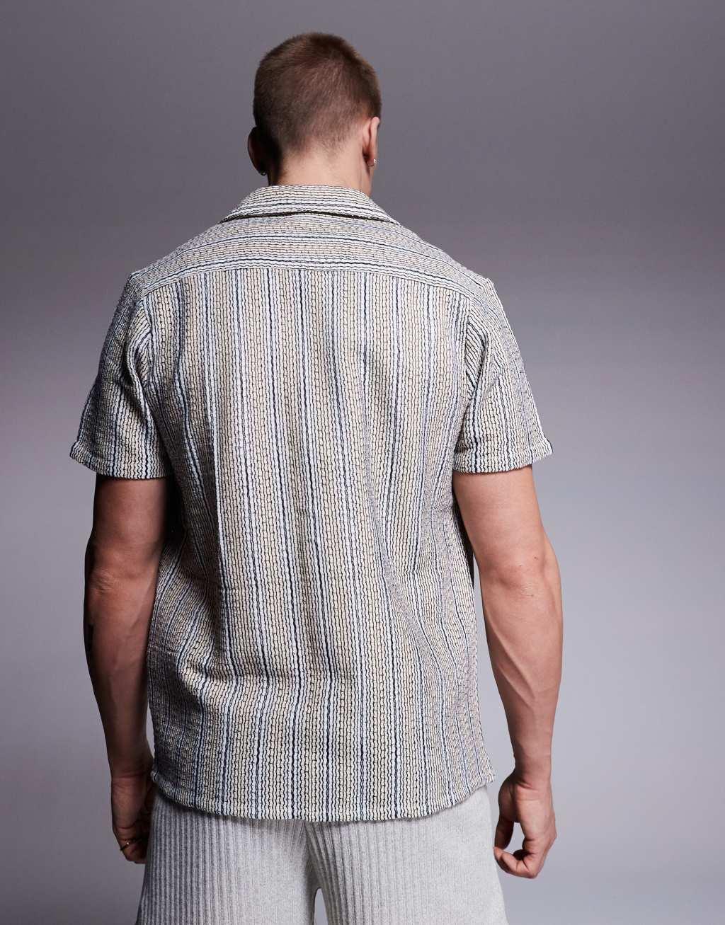 South Beach knit short sleeve beach shirt in multi Product Image