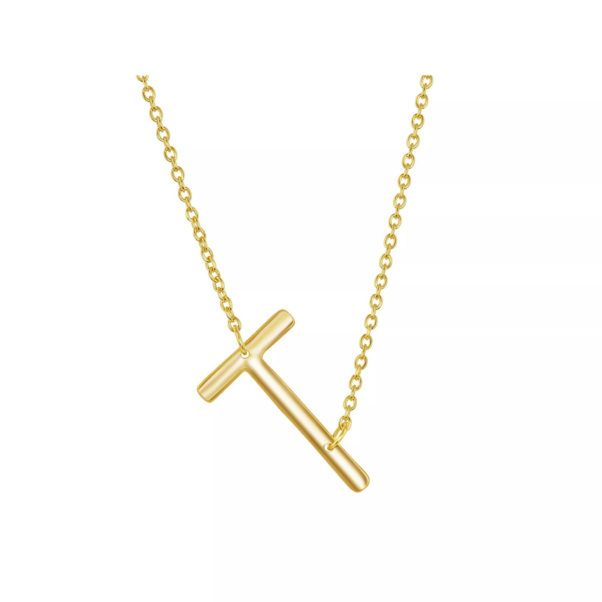 Sterling Silver Sideways Initial Necklace, Women's, Size: 16-18" ADJ, Gold Tone Z Product Image