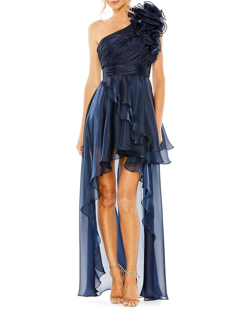 Mac Duggal One Shoulder Ruffled High-Low Hem Tiered Gown Product Image