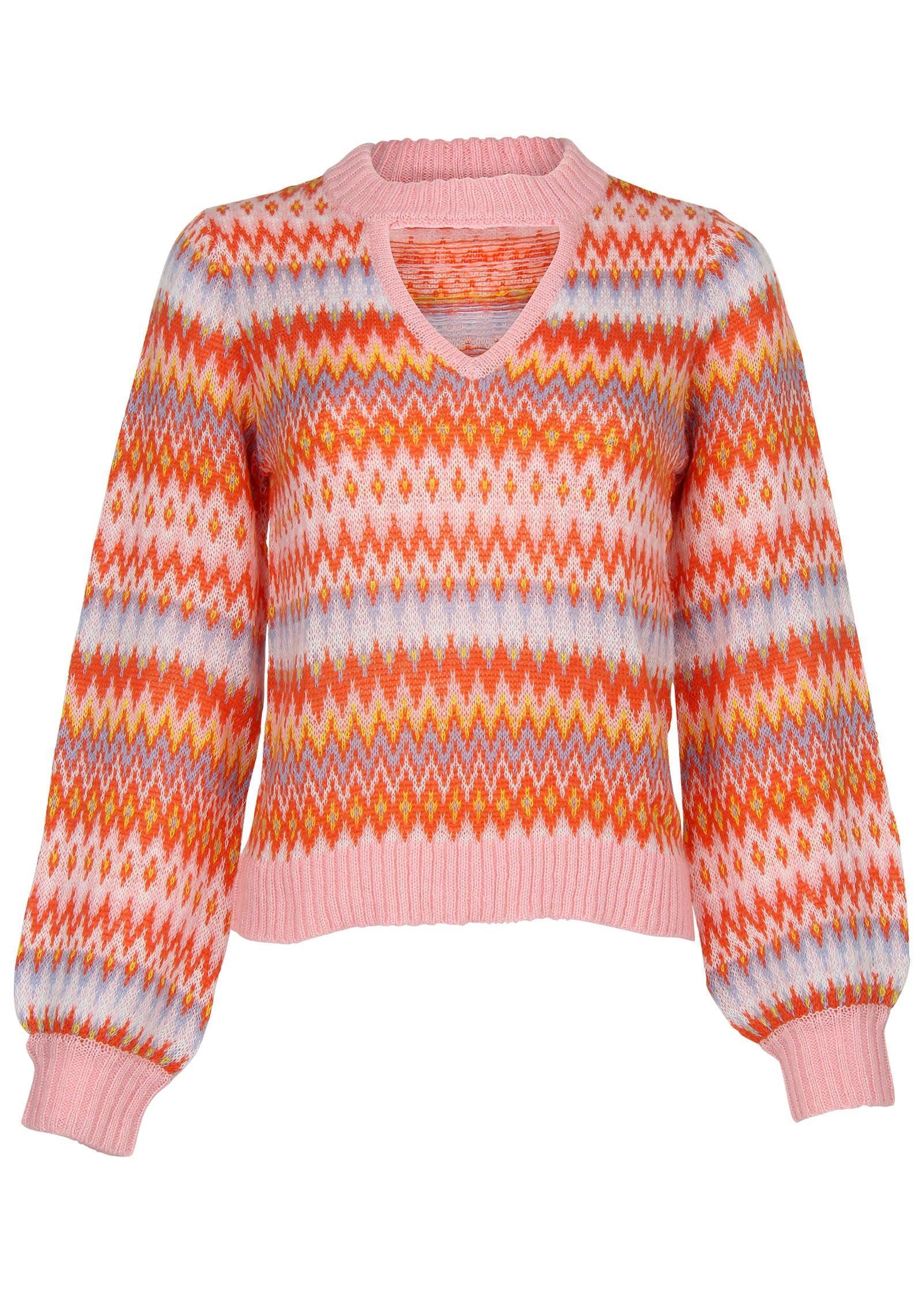 Fair Isle Mock Neck Sweater - Peach Dust Product Image