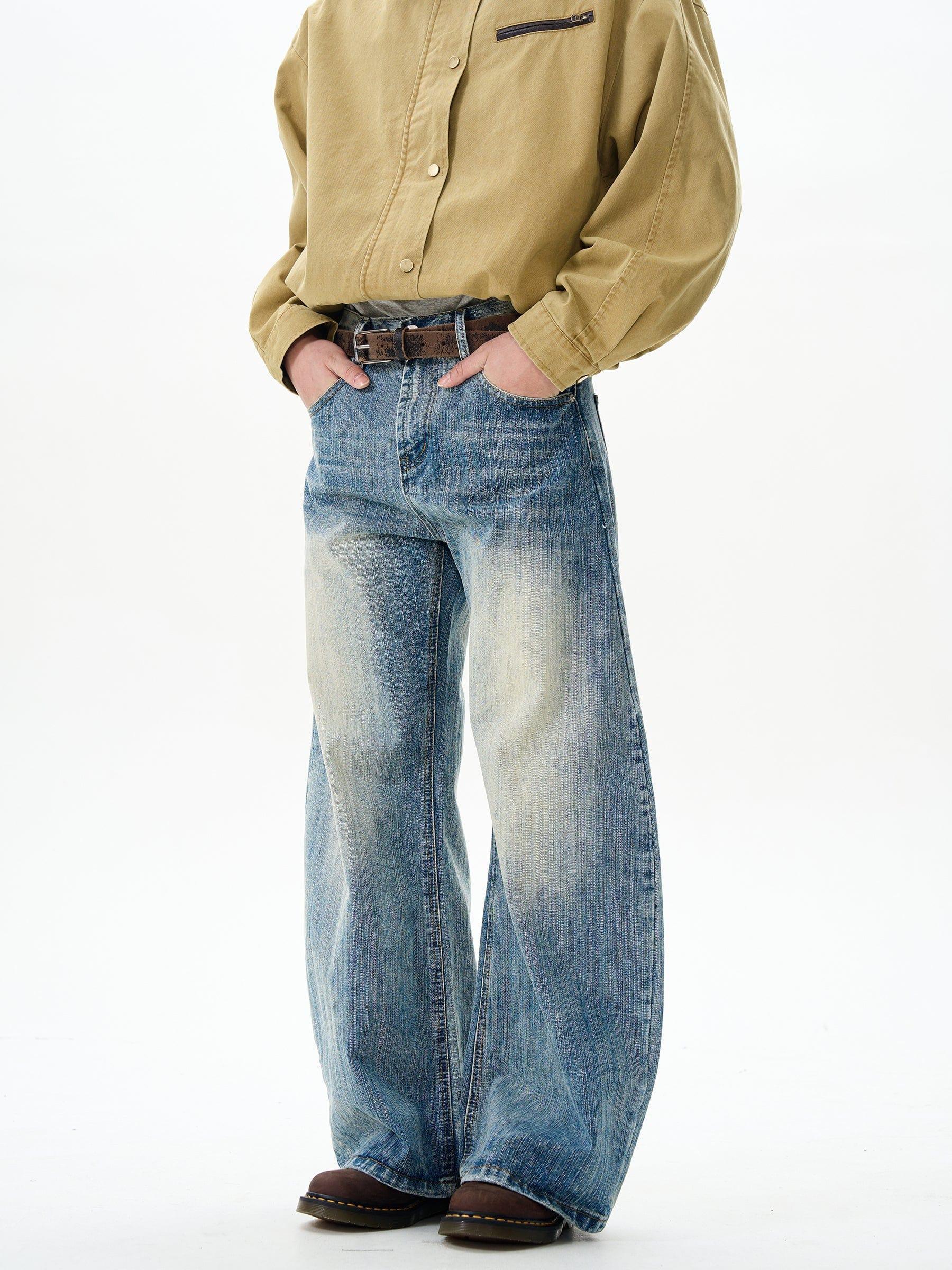 RT No. 12420 WASHED BLUE DENIM STRAIGHT JEANS Product Image