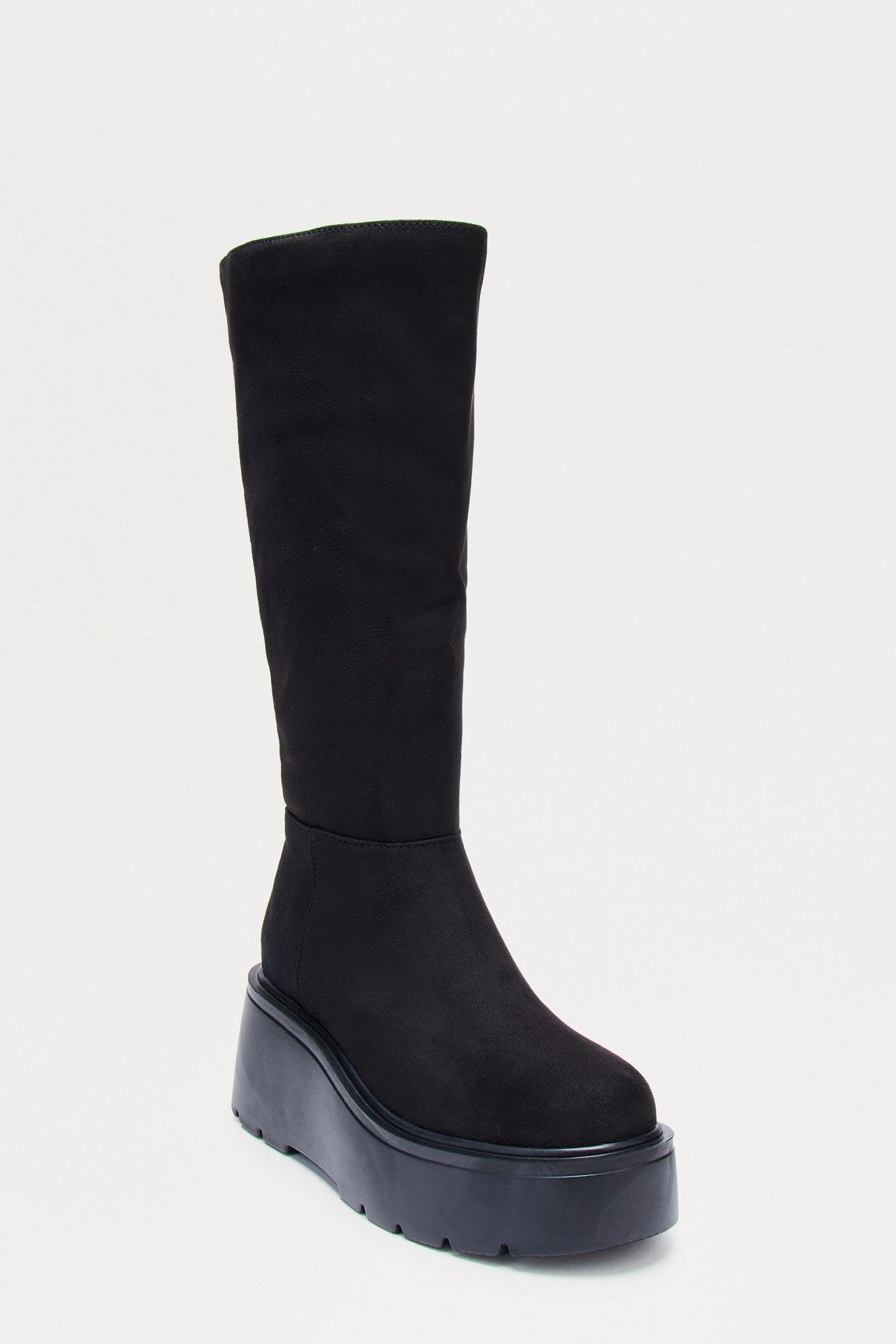 Timmie Knee High Platform Boots - Black/Black Female Product Image