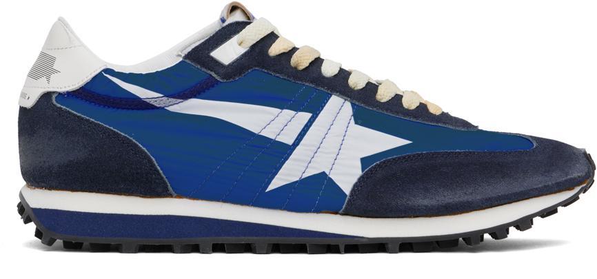 GOLDEN GOOSE Deluxe Brand Running Marathon Nylon Upper Suede Sneakers In Blue Product Image