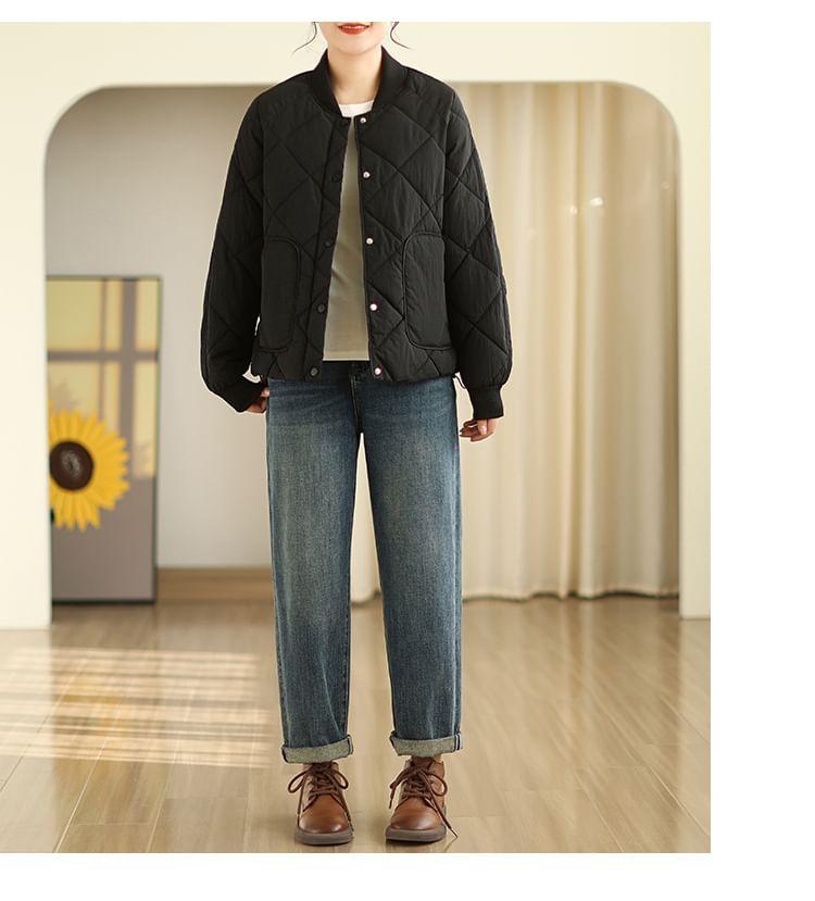 Plain Quilted Single-Breasted Jacket Product Image