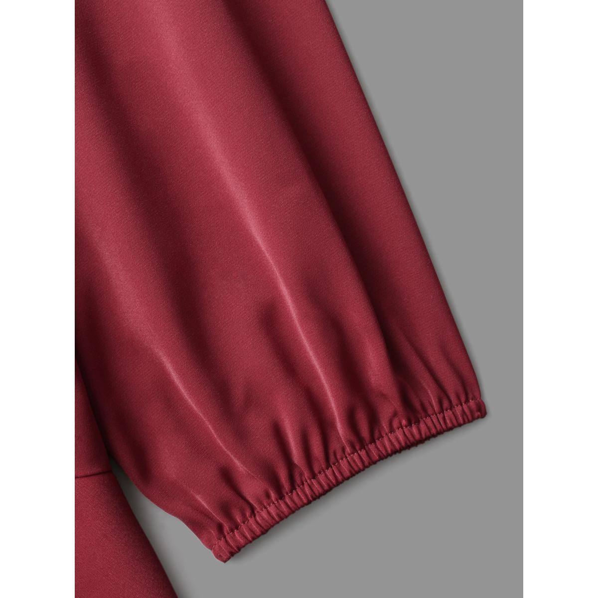 Plus Size Scarlet Plain Tiered Ruffle Hem Lantern Sleeve Blouse Women Elegant Long Sleeve Round Neck Everyday Blouses BloomChic 22-24/3X Product Image