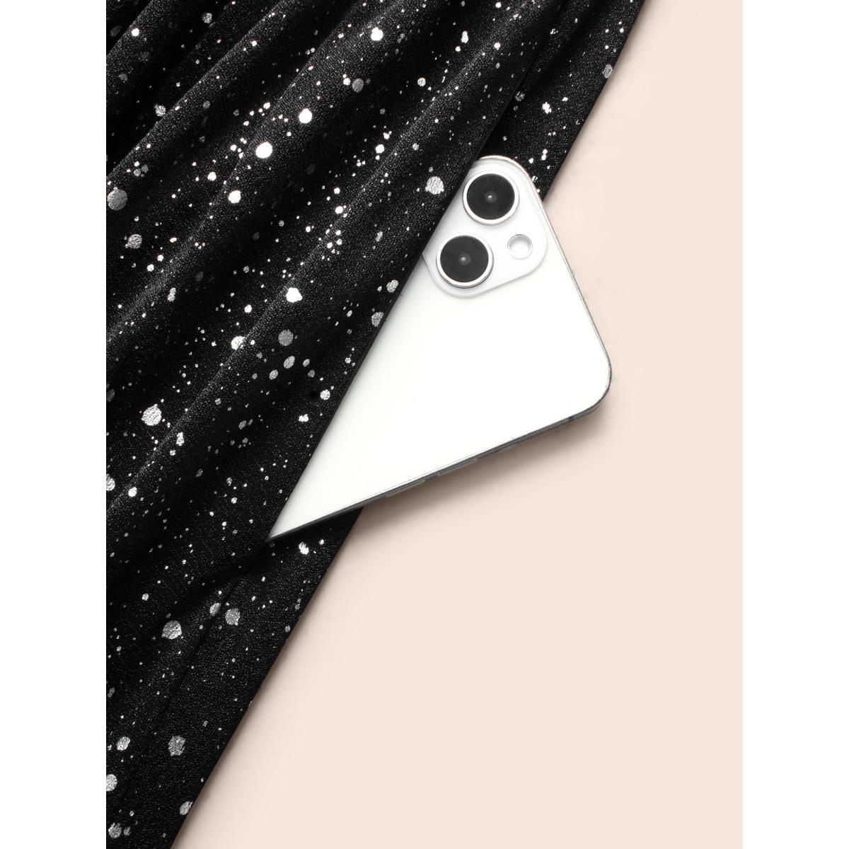 Plus Size V Neck Glitter Patchwork Tank Dress Black Women Cocktail Texture Party Curvy Bloomchic 14-16/1X Product Image