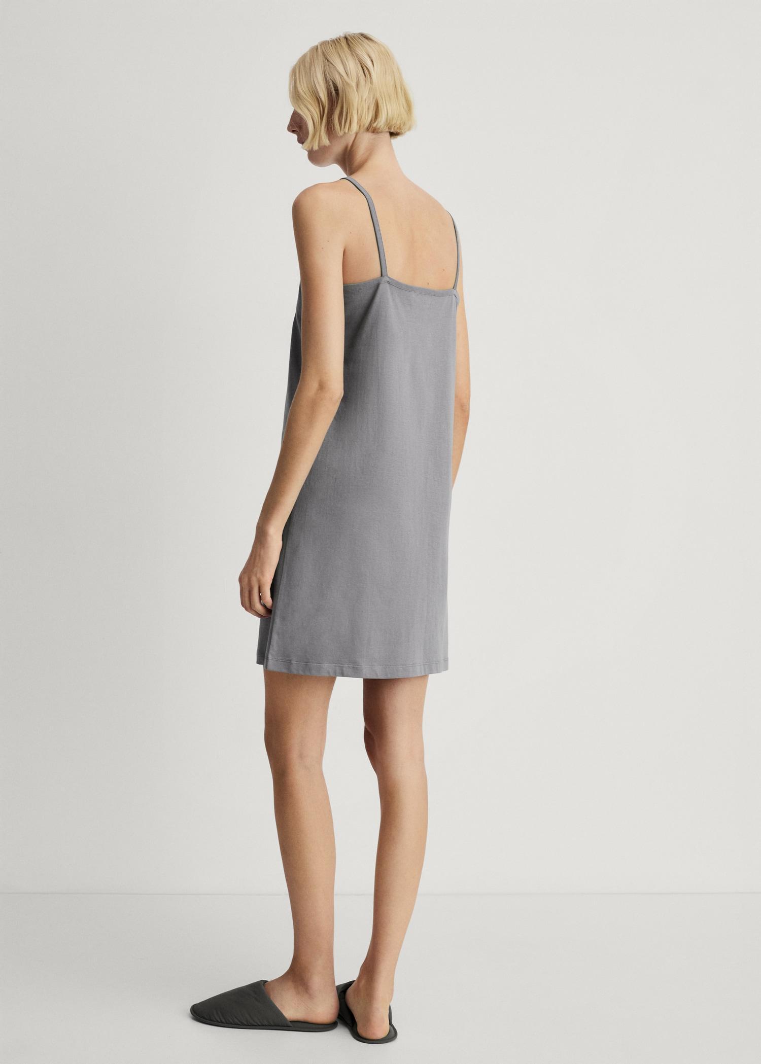 Plain cotton nightgown with straps - Women | MANGO USA Product Image
