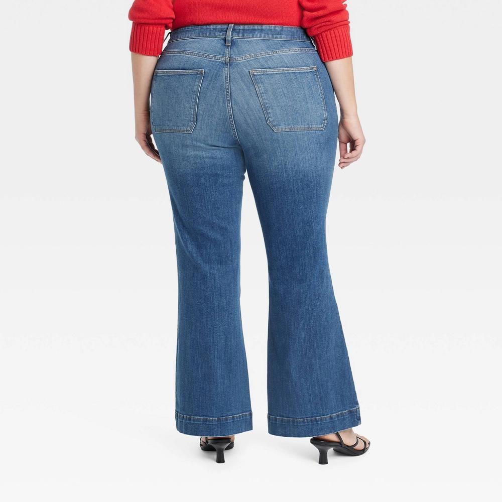 Women's High-Rise Relaxed Flare Jeans - Ava & Viv™ Blue 26: Cotton-Spandex Blend, Midweight, Casual Fit, 32" Inseam Product Image