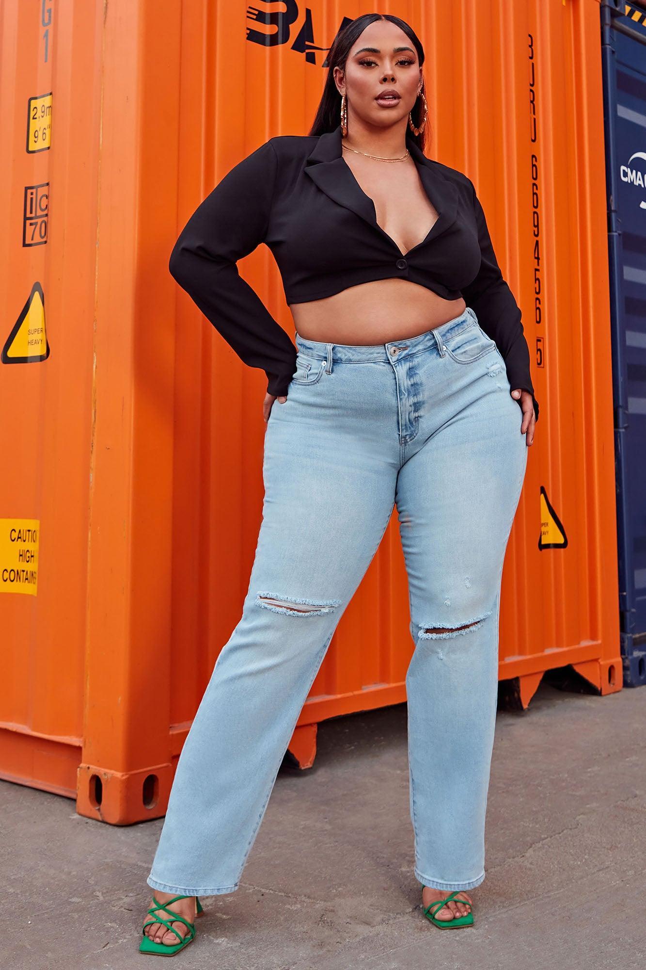 90's Nostalgia Straight Leg Jeans - Light Blue Wash Product Image