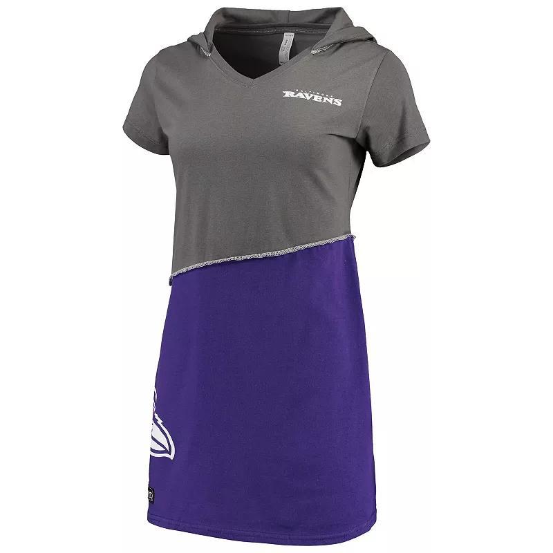 Women's Refried Apparel Charcoal/Purple Baltimore Ravens Sustainable Hooded Mini Dress, Size: Small Product Image