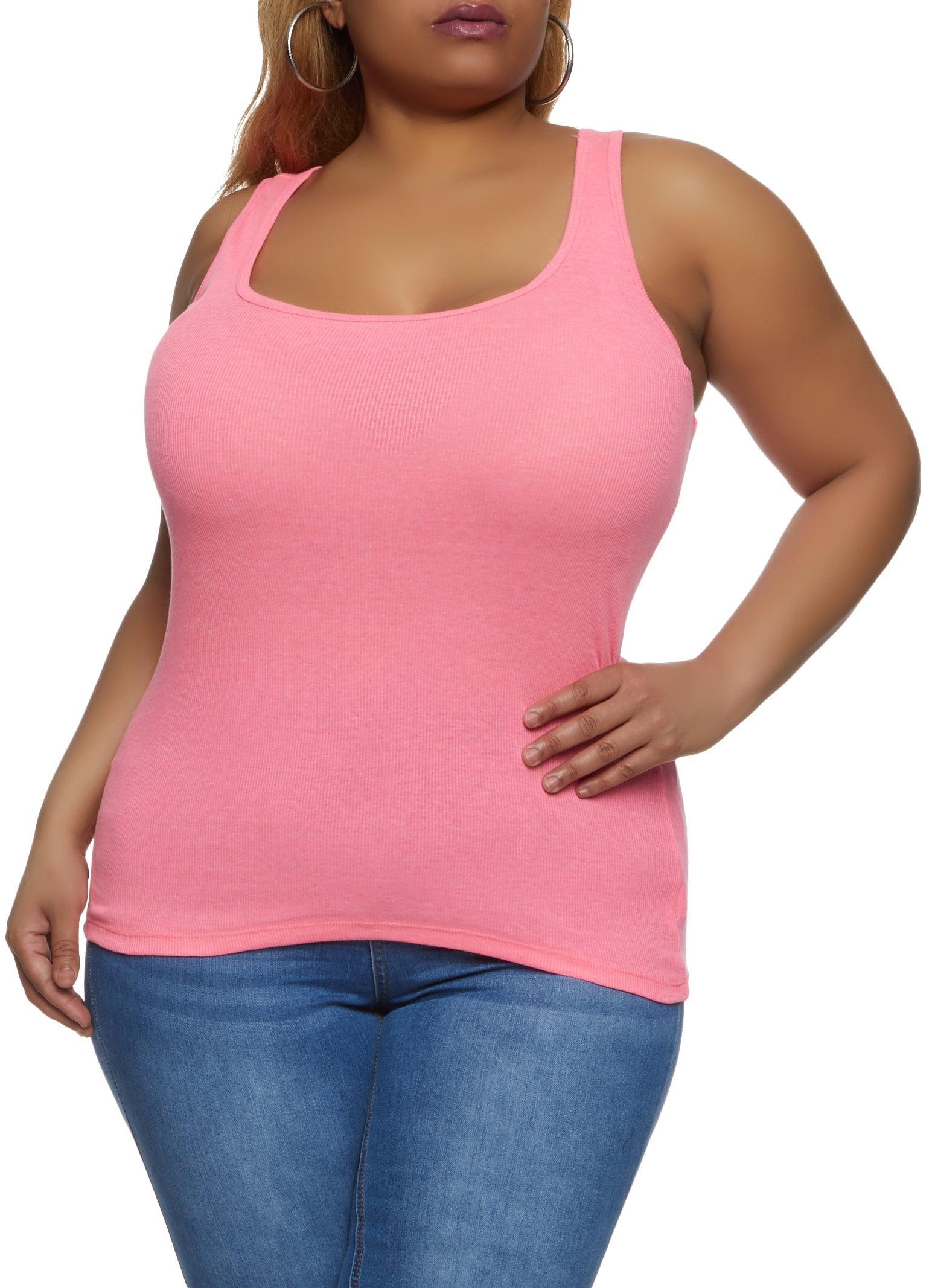 Womens Plus Size Ribbed Knit Racerback Tank Top Product Image